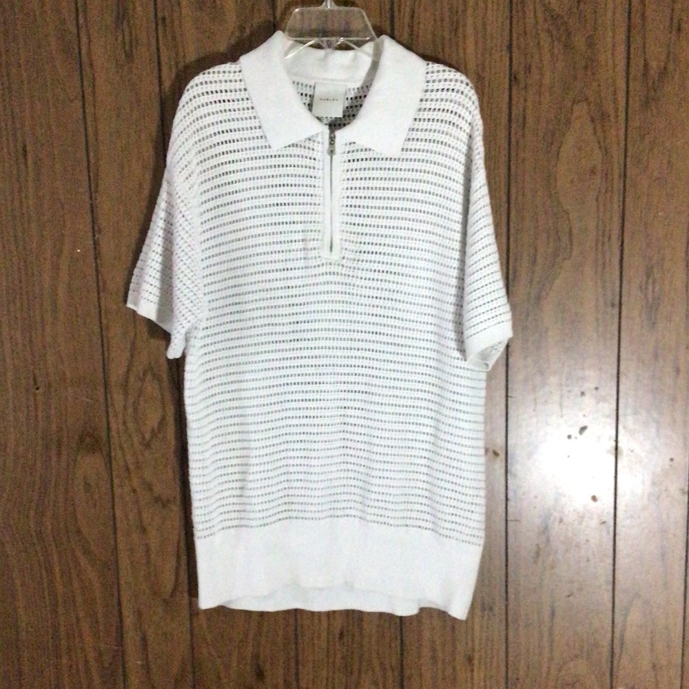 Varley Women’s Clayton Mesh Knit Cream Polo Sz XS